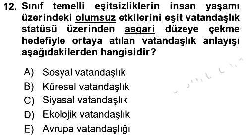 Toplumsal Tabakalaşma ve Eşitsizlik 2015-2016 Dönem Sonu Sınavı - 12. soru