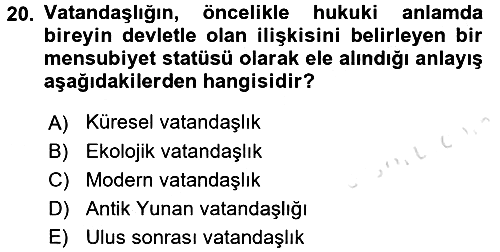 Toplumsal Tabakalaşma ve Eşitsizlik 2016-2017 Dönem Sonu Sınavı - 20. soru
