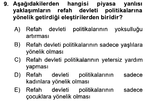 Toplumsal Tabakalaşma ve Eşitsizlik 2017-2018 Dönem Sonu Sınavı - 9. soru