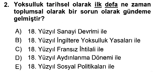 Toplumsal Tabakalaşma ve Eşitsizlik 2018-2019 Dönem Sonu Sınavı - 2. soru