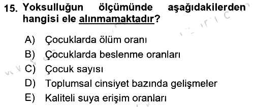 Toplumsal Tabakalaşma ve Eşitsizlik 2021-2022 Dönem Sonu Sınavı - 15. soru