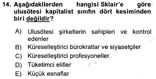 Toplumsal Tabakalaşma ve Eşitsizlik 2023-2024 Dönem Sonu Sınavı - 14. soru