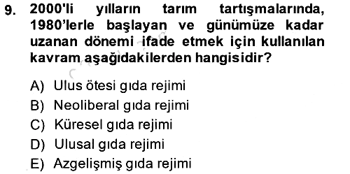 Toplumsal Tabakalaşma ve Eşitsizlik 2013-2014 Tek Ders Sınavı - 9. soru