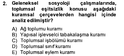 Toplumsal Tabakalaşma ve Eşitsizlik 2014-2015 Tek Ders Sınavı - 2. soru
