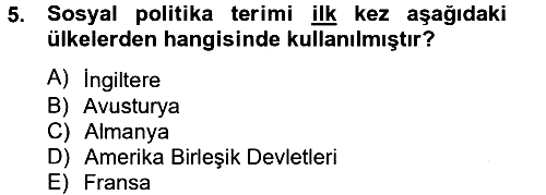 Toplumsal Tabakalaşma ve Eşitsizlik 2014-2015 Tek Ders Sınavı - 5. soru