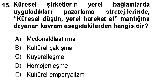 Tüketim Sosyolojisi 2021-2022 Ara Sınav - 15. soru