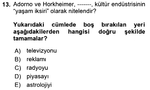 Tüketim Sosyolojisi 2023-2024 Ara Sınav - 13. soru