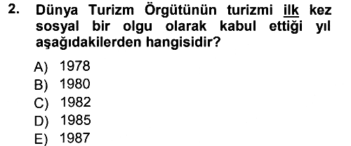 Turizm Sosyolojisi 2012-2013 Ara Sınav - 2. soru