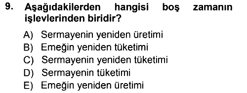 Turizm Sosyolojisi 2012-2013 Ara Sınav - 9. soru