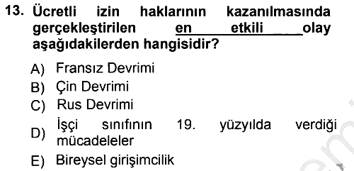 Turizm Sosyolojisi 2012-2013 Ara Sınav - 13. soru