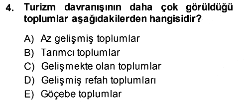 Turizm Sosyolojisi 2013-2014 Ara Sınav - 4. soru