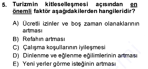 Turizm Sosyolojisi 2013-2014 Ara Sınav - 5. soru