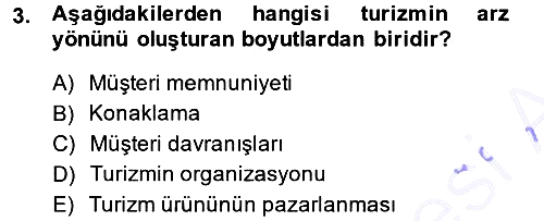 Turizm Sosyolojisi 2014-2015 Ara Sınav - 3. soru