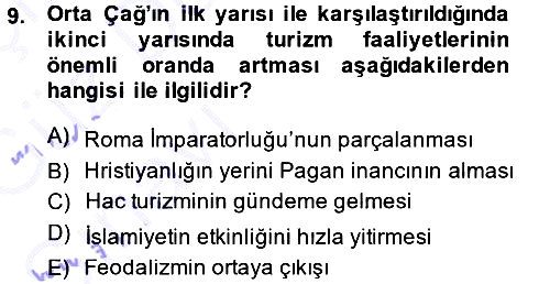 Turizm Sosyolojisi 2014-2015 Ara Sınav - 9. soru
