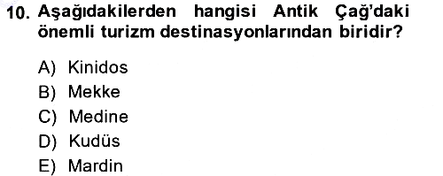 Turizm Sosyolojisi 2014-2015 Ara Sınav - 10. soru