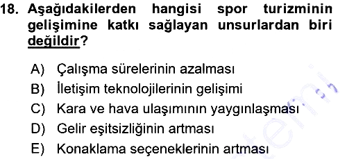 Turizm Sosyolojisi 2015-2016 Ara Sınav - 18. soru