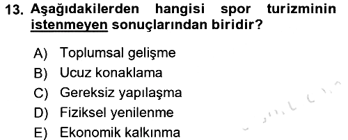 Turizm Sosyolojisi 2016-2017 Ara Sınav - 13. soru