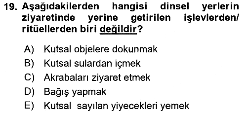 Turizm Sosyolojisi 2016-2017 Ara Sınav - 19. soru