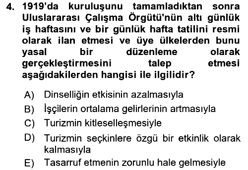 Turizm Sosyolojisi 2017-2018 Ara Sınav - 4. soru