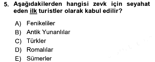 Turizm Sosyolojisi 2018-2019 Ara Sınav - 5. soru