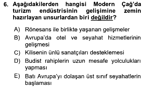 Turizm Sosyolojisi 2021-2022 Ara Sınav - 6. soru
