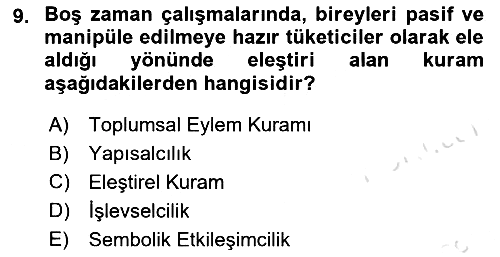 Turizm Sosyolojisi 2022-2023 Ara Sınav - 9. soru