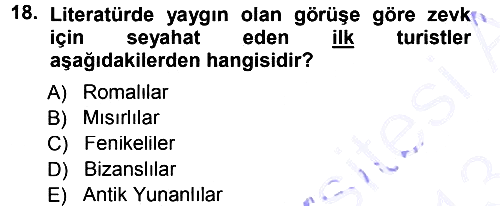 Turizm Sosyolojisi 2012-2013 Dönem Sonu Sınavı - 18. soru