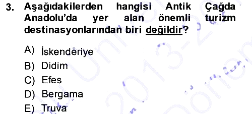 Turizm Sosyolojisi 2013-2014 Dönem Sonu Sınavı - 3. soru