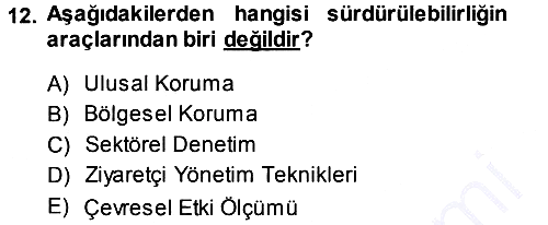 Turizm Sosyolojisi 2013-2014 Dönem Sonu Sınavı - 12. soru