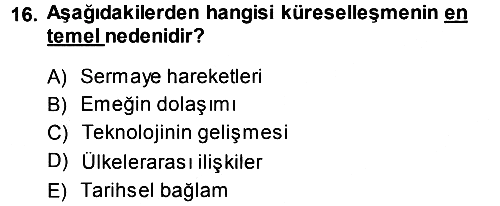 Turizm Sosyolojisi 2013-2014 Dönem Sonu Sınavı - 16. soru