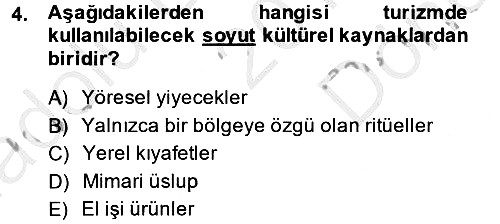 Turizm Sosyolojisi 2014-2015 Dönem Sonu Sınavı - 4. soru