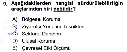 Turizm Sosyolojisi 2015-2016 Dönem Sonu Sınavı - 9. soru