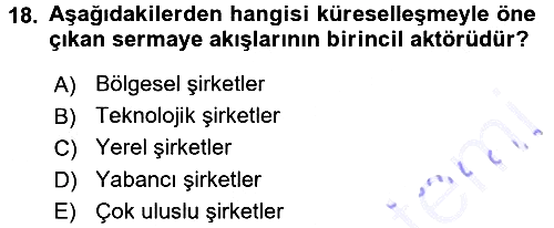 Turizm Sosyolojisi 2015-2016 Dönem Sonu Sınavı - 18. soru