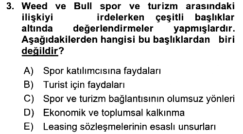 Turizm Sosyolojisi 2016-2017 Dönem Sonu Sınavı - 3. soru