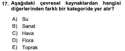 Turizm Sosyolojisi 2017-2018 Dönem Sonu Sınavı - 17. soru