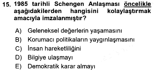 Turizm Sosyolojisi 2018-2019 Dönem Sonu Sınavı - 15. soru