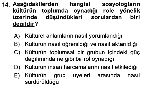 Turizm Sosyolojisi 2022-2023 Dönem Sonu Sınavı - 14. soru