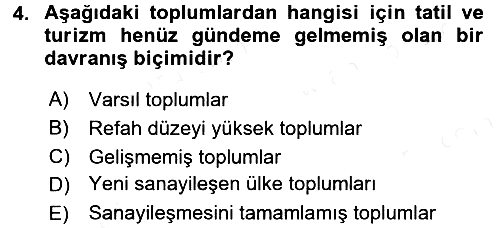 Turizm Sosyolojisi 2015-2016 Tek Ders Sınavı - 4. soru