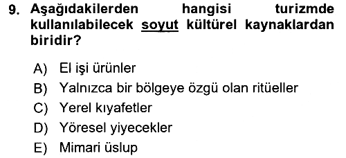 Turizm Sosyolojisi 2015-2016 Tek Ders Sınavı - 9. soru