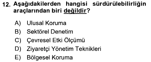 Turizm Sosyolojisi 2015-2016 Tek Ders Sınavı - 12. soru