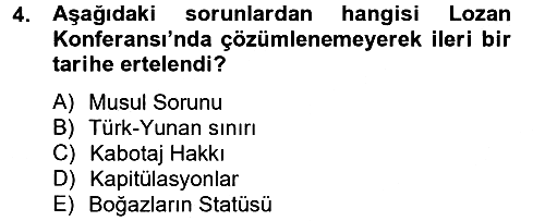 Türk Siyasal Hayatı 2012-2013 Ara Sınav - 4. soru