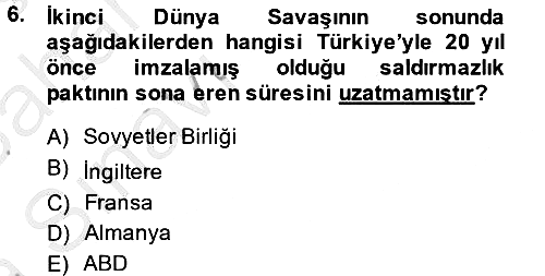 Türk Siyasal Hayatı 2013-2014 Ara Sınav - 6. soru