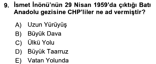 Türk Siyasal Hayatı 2016-2017 Ara Sınav - 9. soru