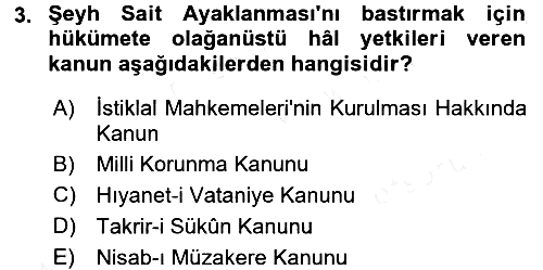 Türk Siyasal Hayatı 2017-2018 Ara Sınav - 3. soru