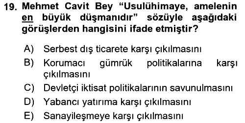 Türk Siyasal Hayatı 2015-2016 Dönem Sonu Sınavı - 19. soru