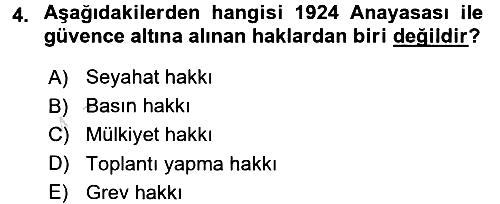 Türk Siyasal Hayatı 2016-2017 Dönem Sonu Sınavı - 4. soru