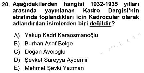 Türk Siyasal Hayatı 2021-2022 Dönem Sonu Sınavı - 20. soru