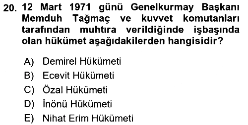 Türk Siyasal Hayatı 2023-2024 Dönem Sonu Sınavı - 20. soru