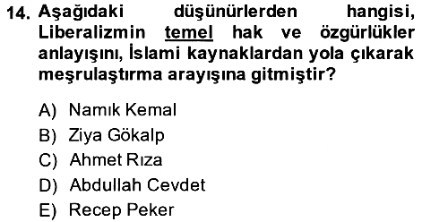 Türk Siyasal Hayatı 2013-2014 Tek Ders Sınavı - 14. soru
