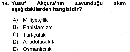 Türk Siyasal Hayatı 2015-2016 Tek Ders Sınavı - 14. soru